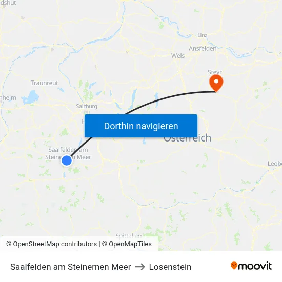 Saalfelden am Steinernen Meer to Losenstein map
