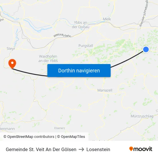 Gemeinde St. Veit An Der Gölsen to Losenstein map