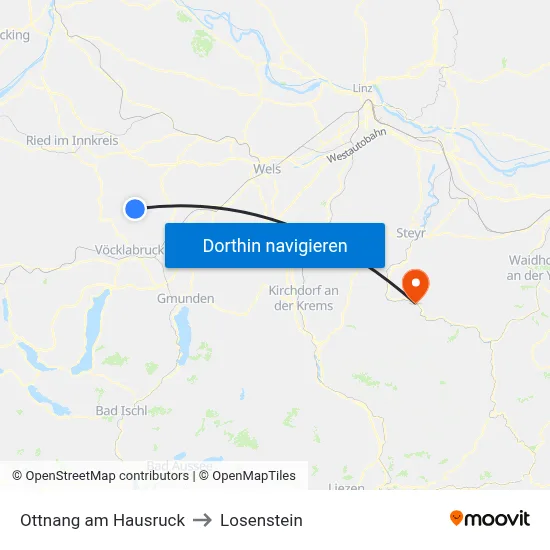 Ottnang am Hausruck to Losenstein map