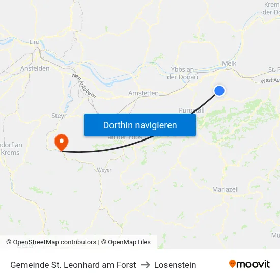 Gemeinde St. Leonhard am Forst to Losenstein map