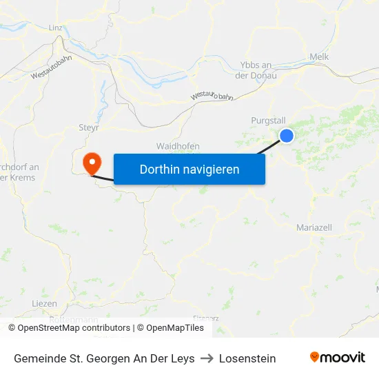 Gemeinde St. Georgen An Der Leys to Losenstein map