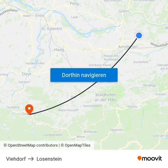 Viehdorf to Losenstein map