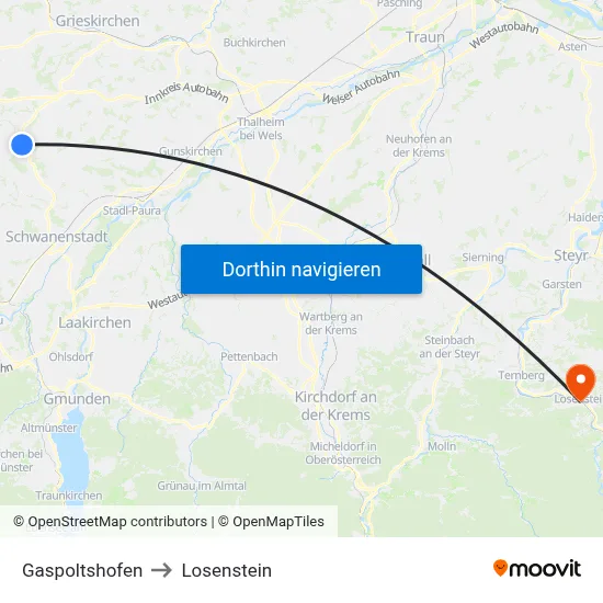 Gaspoltshofen to Losenstein map