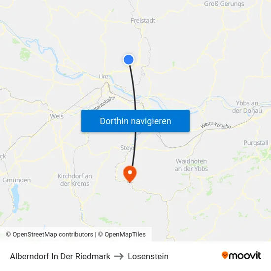 Alberndorf In Der Riedmark to Losenstein map