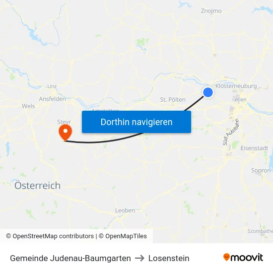 Gemeinde Judenau-Baumgarten to Losenstein map