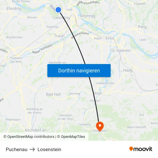 Puchenau to Losenstein map