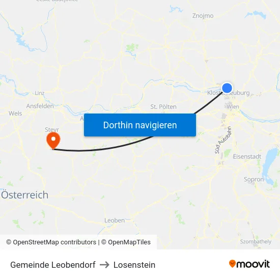 Gemeinde Leobendorf to Losenstein map