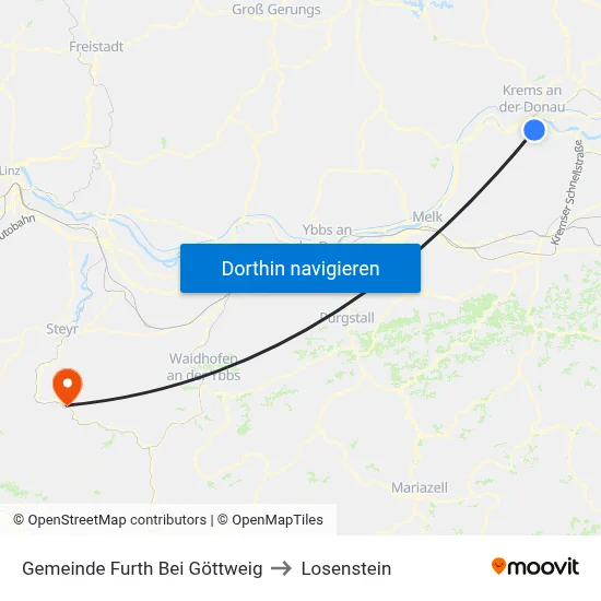 Gemeinde Furth Bei Göttweig to Losenstein map