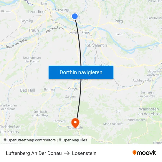 Luftenberg An Der Donau to Losenstein map