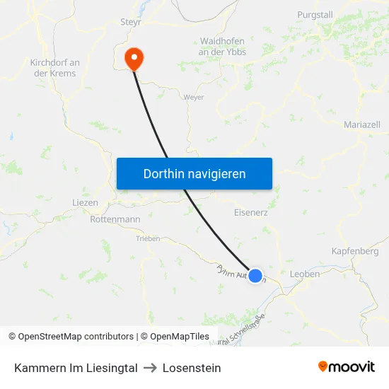 Kammern Im Liesingtal to Losenstein map