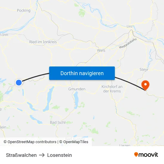 Straßwalchen to Losenstein map