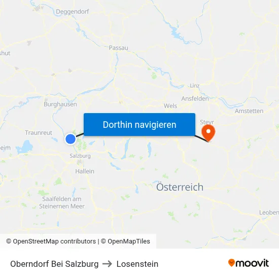 Oberndorf Bei Salzburg to Losenstein map