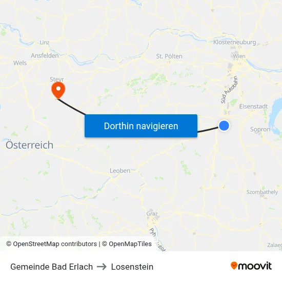 Gemeinde Bad Erlach to Losenstein map