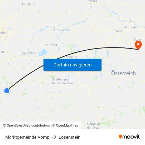 Marktgemeinde Vomp to Losenstein map