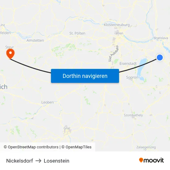 Nickelsdorf to Losenstein map