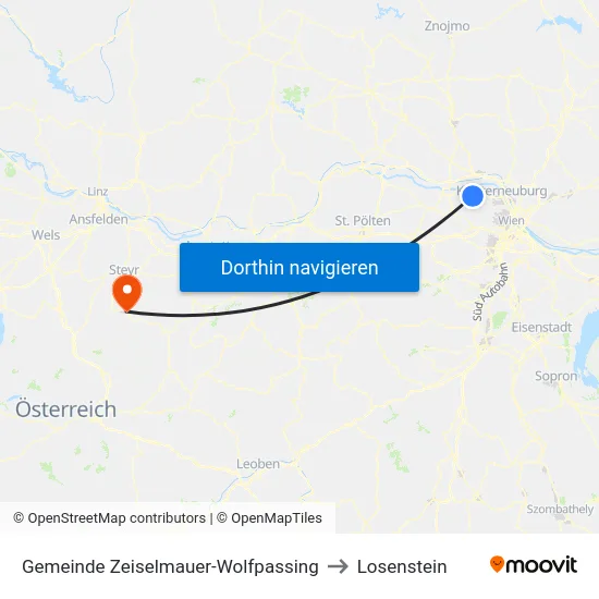 Gemeinde Zeiselmauer-Wolfpassing to Losenstein map