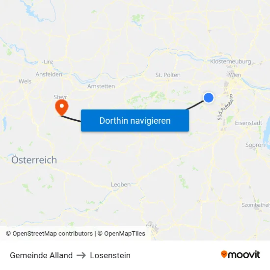 Gemeinde Alland to Losenstein map