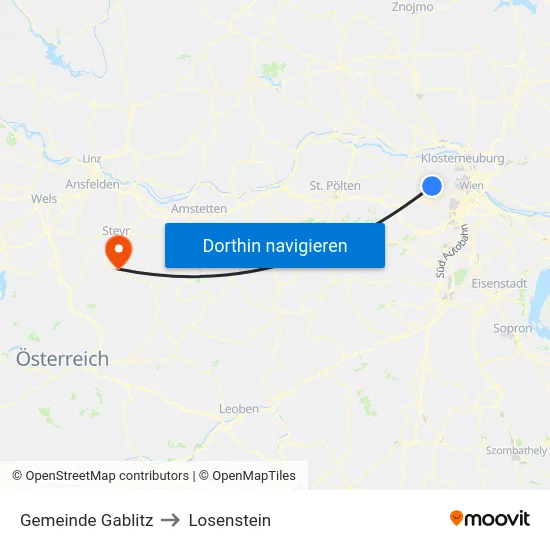 Gemeinde Gablitz to Losenstein map