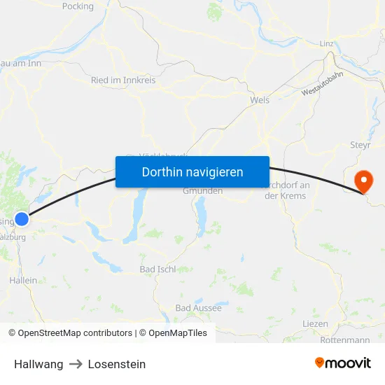 Hallwang to Losenstein map