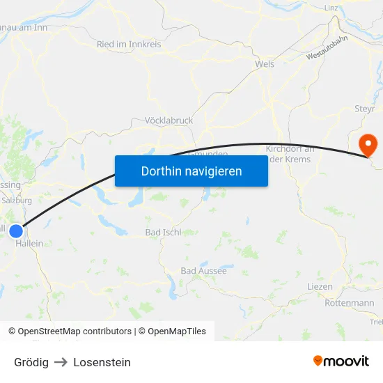 Grödig to Losenstein map