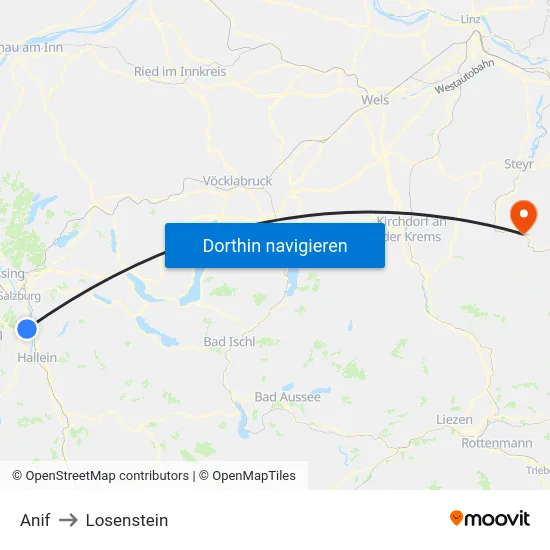 Anif to Losenstein map