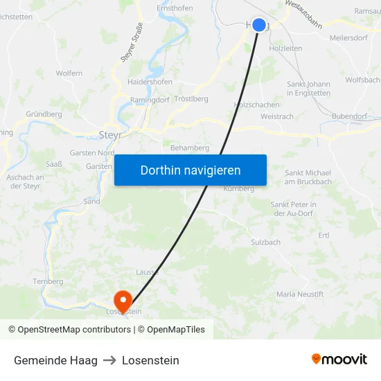 Gemeinde Haag to Losenstein map