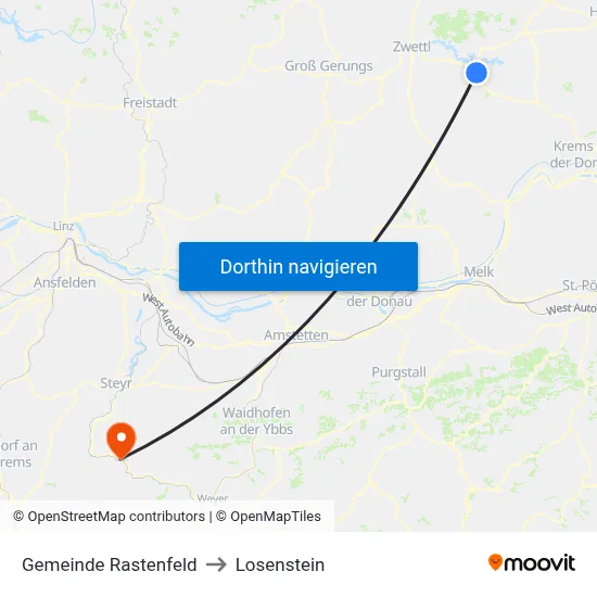 Gemeinde Rastenfeld to Losenstein map