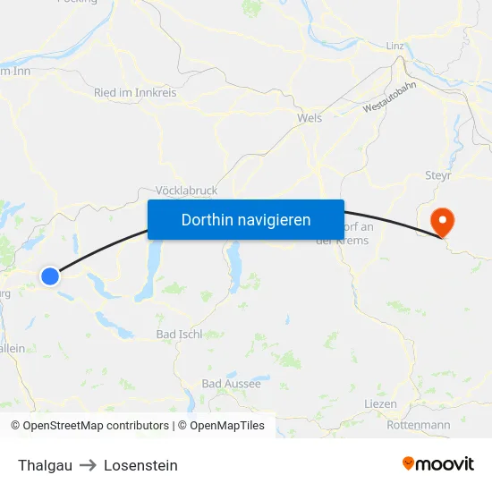 Thalgau to Losenstein map