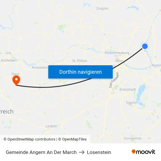 Gemeinde Angern An Der March to Losenstein map