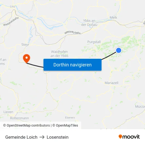 Gemeinde Loich to Losenstein map