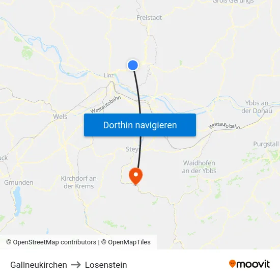 Gallneukirchen to Losenstein map