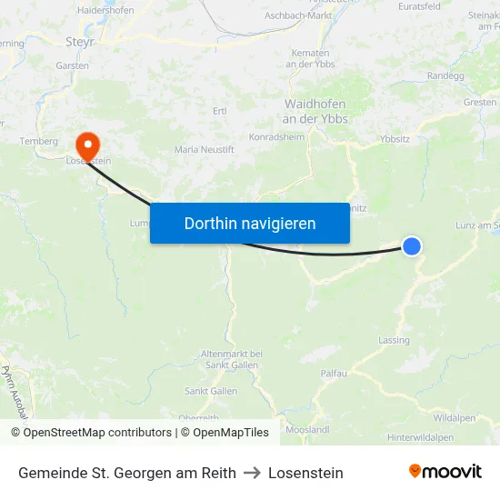 Gemeinde St. Georgen am Reith to Losenstein map