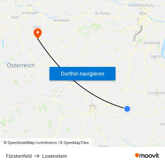 Fürstenfeld to Losenstein map