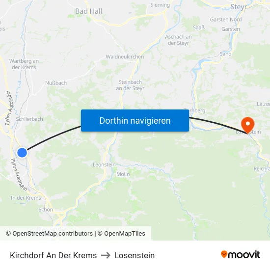 Kirchdorf An Der Krems to Losenstein map