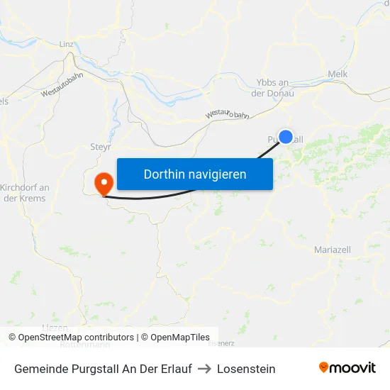 Gemeinde Purgstall An Der Erlauf to Losenstein map