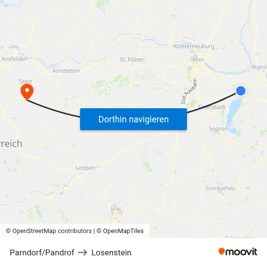 Parndorf/Pandrof to Losenstein map