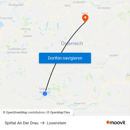 Spittal An Der Drau to Losenstein map