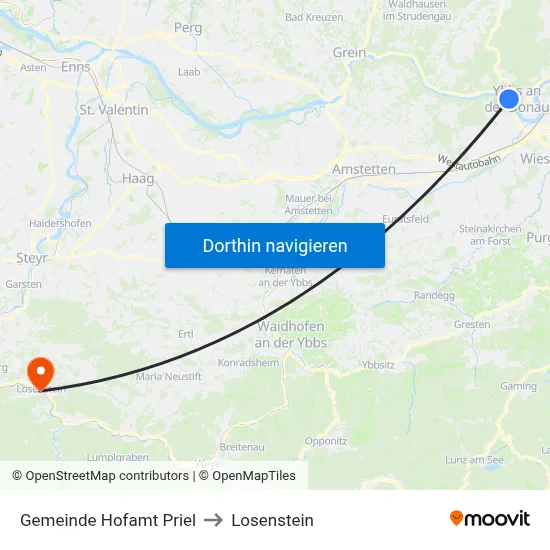 Gemeinde Hofamt Priel to Losenstein map