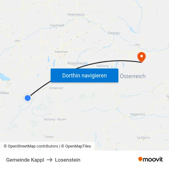 Gemeinde Kappl to Losenstein map