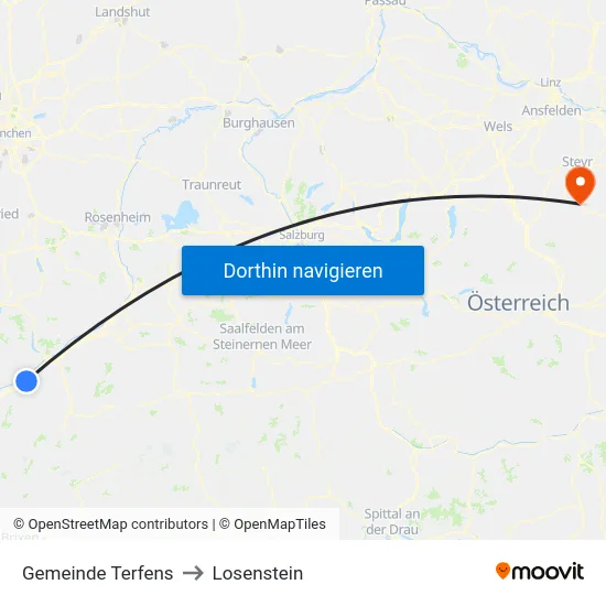 Gemeinde Terfens to Losenstein map
