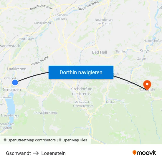 Gschwandt to Losenstein map