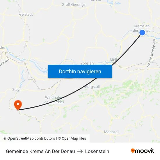 Gemeinde Krems An Der Donau to Losenstein map