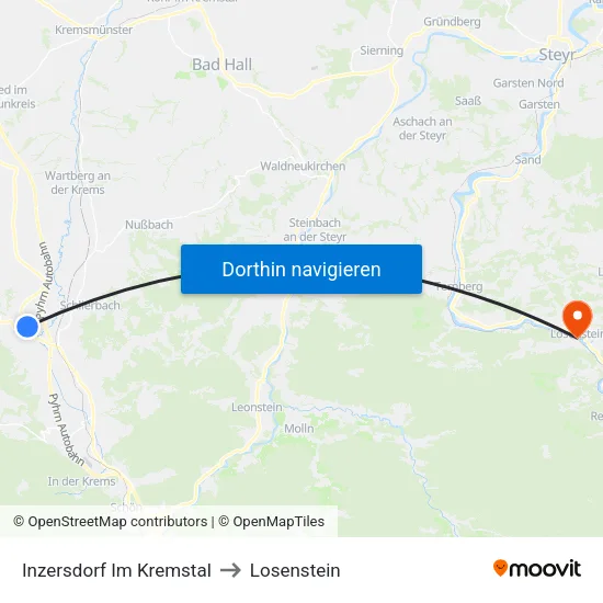 Inzersdorf Im Kremstal to Losenstein map