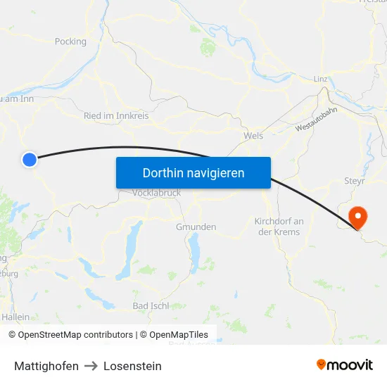 Mattighofen to Losenstein map