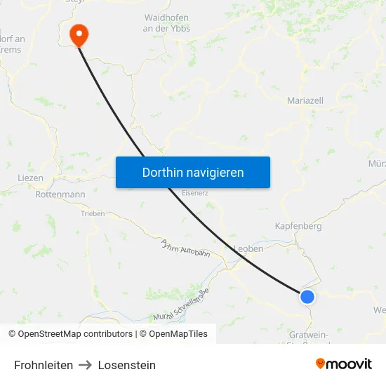 Frohnleiten to Losenstein map