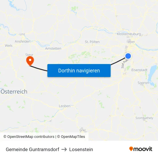 Gemeinde Guntramsdorf to Losenstein map