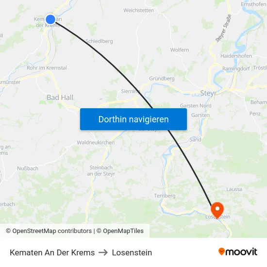 Kematen An Der Krems to Losenstein map
