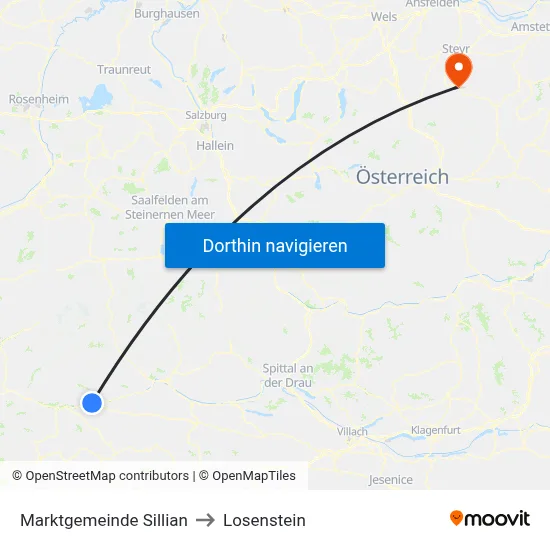 Marktgemeinde Sillian to Losenstein map