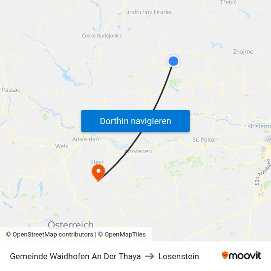 Gemeinde Waidhofen An Der Thaya to Losenstein map