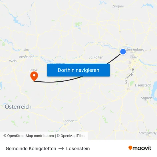 Gemeinde Königstetten to Losenstein map